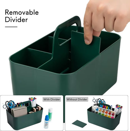 Tiawudi Multipurpose Caddy Organizer, Plastic Caddy with Handle, Stackable Desk Organizer for Stationery, Marker and Pencil, Office Supplies Organizer, Dorm Caddy