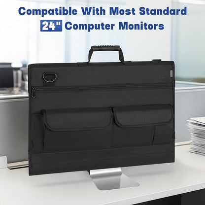 Monitor Carrying Case, Travel Case for 24'' LCD Screens and Monitors Protective Bag Monitor Dust Cover with Carry Handle & Adjustable Shoulder Strap Compatible with Desktop Computer and Accessories