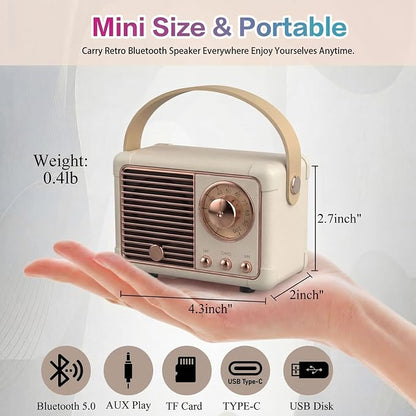 Dosmix Retro Bluetooth Speaker, Vintage Decor, Portable Wireless Bluetooth Speaker, Cute Old Fashion Style for Kitchen Desk Bedroom Office Outdoor Accessories for iPhone Android (Yellow)