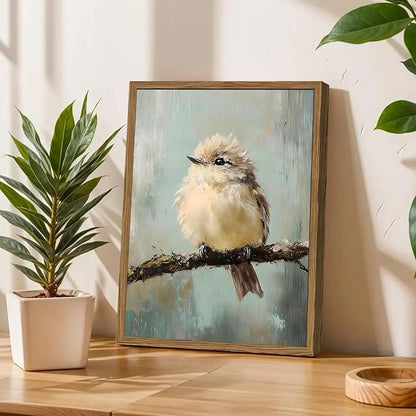 Framed Vintage Bird Canvas Wall Art, Bird Rustic Farmhouse Wall Decor Pictures, Unique Animal Art Prints Small Cottagecore Paintings for Kid's Room Bathroom Bedroom Kitchen Living Room 16x24 In