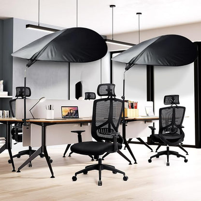 Office Cubicle Desk Shade Anti-Glare Cover Light Sensitive Professionals Cubicle Light Blocker for Workspaces Desk Canopy 39" Sector Shading Light Shade with Clamp(Black)