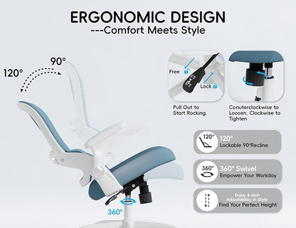 TRALT Office Chair - Ergonomic Office Chair with Back Support, Home Office Desk Chairs, 330lbs Wide Seat Big and Tall Office Chairs, Comfy Desk Chair for Work, Study, Office, Gaming (Blue)