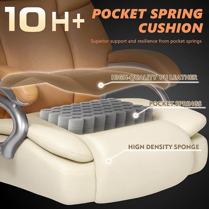 Indulgear 500lbs Big and Tall Office Chair for Heavy People,Heavy Duty Comfy Office Chair,High Back Executive Computer Chair with Lumbar Support, Rubber Wheel