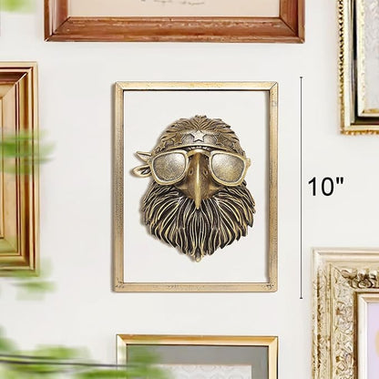 Animal Heads Wall Decor (Includes Metal Frame) 250 anniversary usa merchandise Resin Eagle Patriotic Decoration Wall Hanging 4th of July Decorations Gold vintage Wall Sculpture for Living Room Bedroom Office(Eagle)