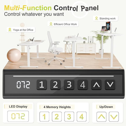 Furmax Electric Standing Desk, 55 x 24 Inches Sit Stand up Desk, Sit Stand Height Adjustable Home Office Desk with 4 Height Position Memory (White, 55)