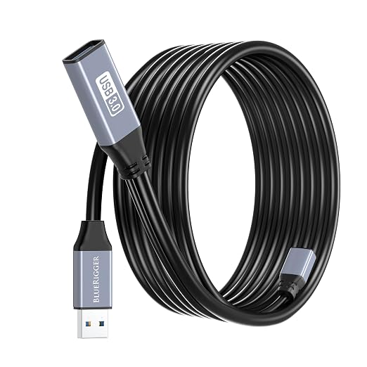 BlueRigger Active USB 3.0 Extension Cable 32FT (5 Gbps USB Extender Cord, in-Wall CL3 Rated) - Long USB Extension Cable for Webcam, VR Headset, Printer, Hard Drive, Keyboard, Mouse