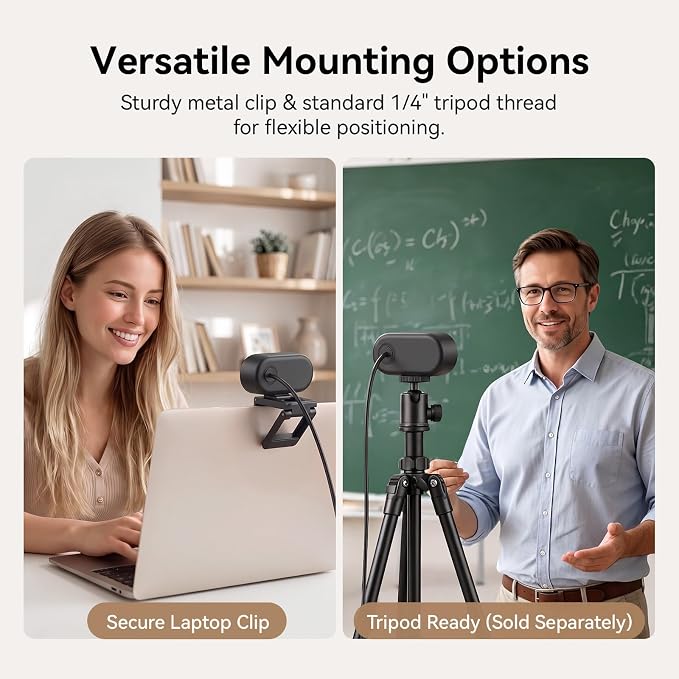 EMEET C100 1080P Webcam for PC, Built-in Mic, Rotating Privacy Cover, Portable Metal Clip, Computer Camera for Home Office, Meetings, Learning, Streaming, External Webcam for Desktop, Laptop, PC USB-A