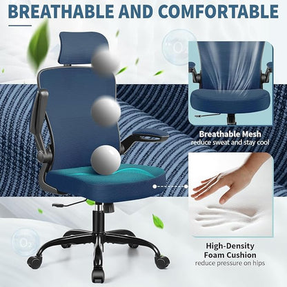 FelixKing Office Chair, Desk Chair with Adjustable Lumbar Support, Ergonomic Computer Chair with High Back and Armrest, Adjustable Height Gaming Chair Home Office Swivel Chair(Navy)