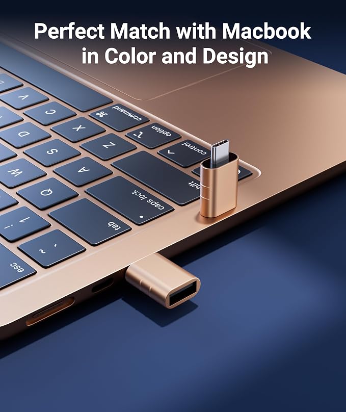Syntech USB C to USB Adapter Pack of 2 USB C Male to USB3 Female Adapter Compatible with iPhone 17 Pro Max MacBook Pro Air 2024 iMac iPad mini Pro, Other Type C or Thunderbolt 5/4 Devices, Gold