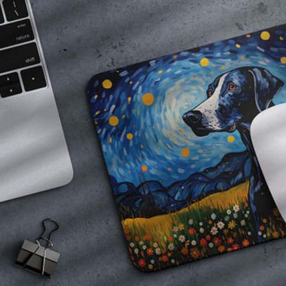 Starry Night Dog Mouse Pad for Home Office Gaming Working Desk Computer Desktop Accessories Non-Slip Rubber Mouse Pad for Dog Lovers (Great Dane)