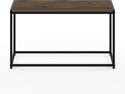 Furinno Camnus Coffee Table, Metal Frame Rustic Brown Coffee Table, Rectangular Wide Side Table, Easy Assembly, for Living Room, Bedroom, Home Office, Brown Walnut