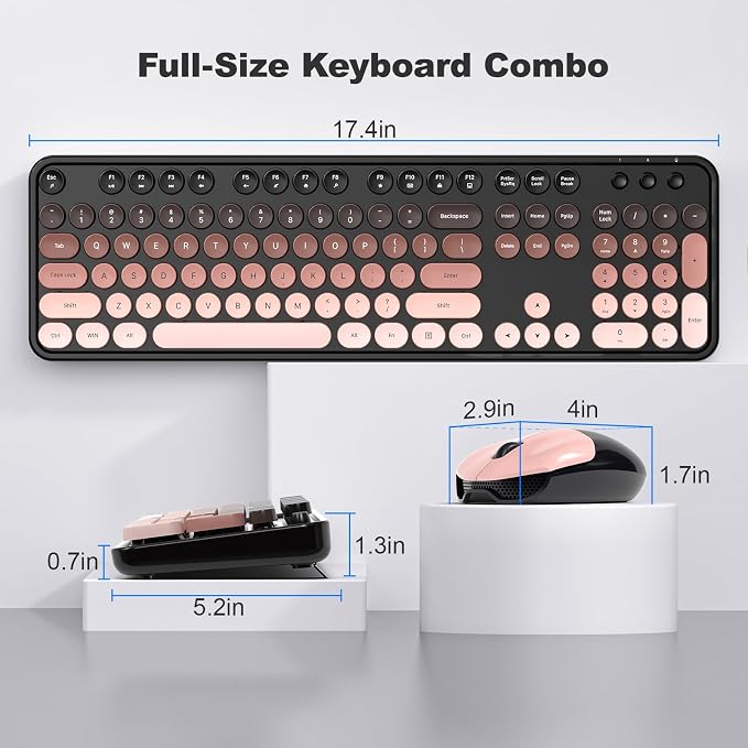 MOFII Wireless Keyboard and Mouse Combo, Retro Full Size Typewriter Keyboard with Number Pad and Sport Car Mouse for PC Computer Desktop Laptop Windows (Black Colorful)