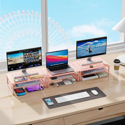 gianotter 2-Tier Metal Monitor Stand Riser, Desk Organizer for Monitor, Office Desk Storage Organizer for Office Supplies (Rose Gold)