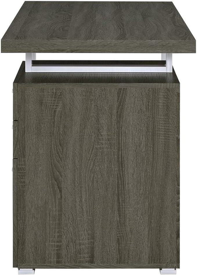 CARTESIAN Reversible 47 Inch 3 Drawer Office Computer Desk in Weathered Gray