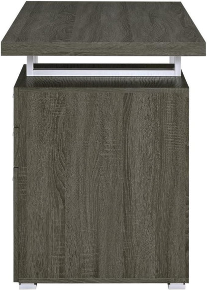CARTESIAN Reversible 47 Inch 3 Drawer Office Computer Desk in Weathered Gray