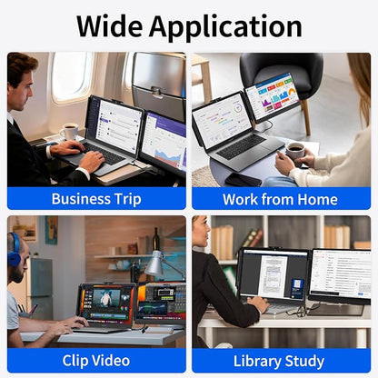 Laptop Screen Extender 14" - Dual Portable Monitor FHD 1080P IPS Second Screen for 13"-17" Laptops, Plug & Play for Trip/Remote Work Compatible with Windows/Mac/Android/Chrome