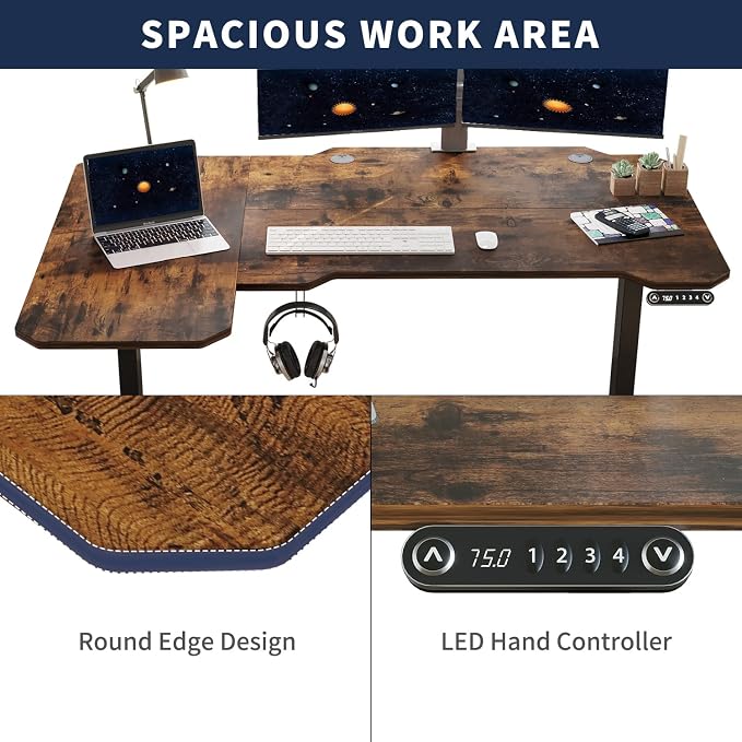 59 Inch Electric Standing Desk, Height Adjustable Sit Stand Desk with Memory Control and Spacious Desktop for Home Office