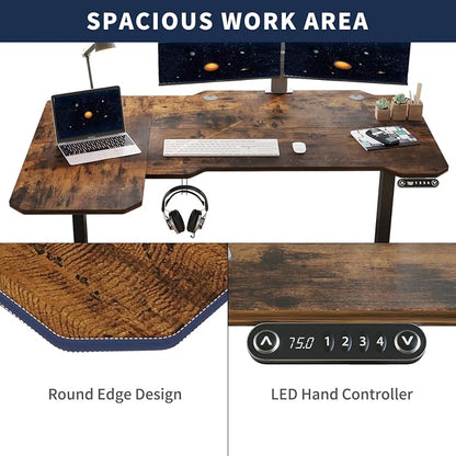 59 Inch Electric Standing Desk, Height Adjustable Sit Stand Desk with Memory Control and Spacious Desktop for Home Office