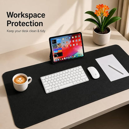 AFIING Cork Desk Mat, Black,23.6" x 13.7", Desk Pad Protector | Dual-Sided Cork & PU Leather, Waterproof, Non-Slip for Mouse, Writing, Home Office& Laptop