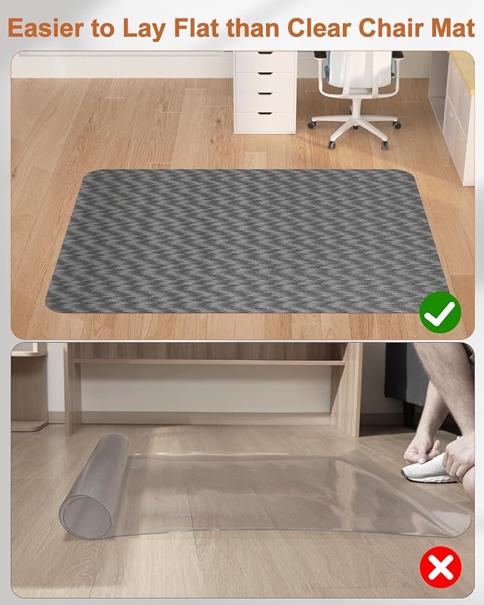 Blvornl Large Office Chair Mat for Hardwood Floor, Rolling Chair Mat for Hard Wood, Large Anti-Slip Hard Floor Protector, Heavy Duty Computer Desk Rug for Office and Home 50"*63" Dark Grey