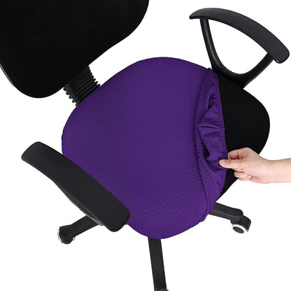 Smiry Stretch Jacquard Office Computer Chair Seat Covers, Removable Washable Anti-dust Desk Chair Seat Cushion Protectors - Violet