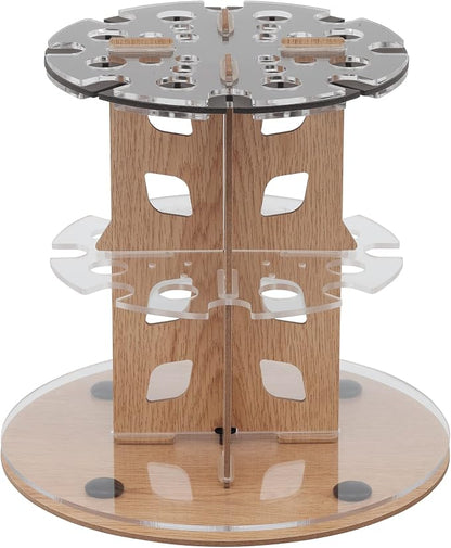 HG Art Concepts Mezzo Dual Artist Brush Holder and Drying Rack - Rotating Wood Grain Laminate Multi Layer Desk Stand - Professional Storage Display Organizer for Paintbrushes