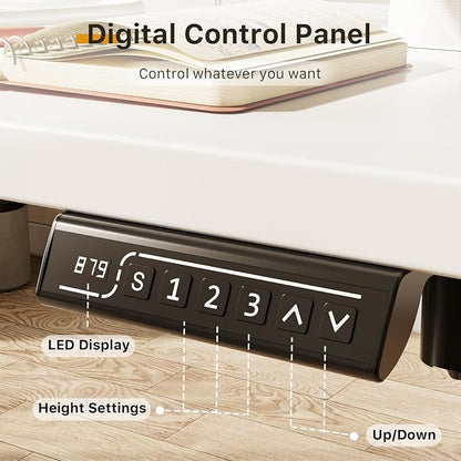 JOY worker Small Electric Standing Desk, 35" x 20" Whole Piece Height Adjustable Desk with Memory Controller, White Sit to Stand Desk Workstation for Home Office