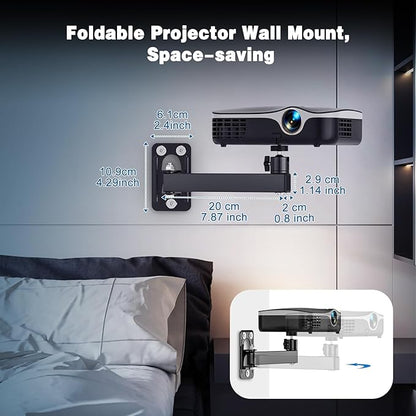 Projector Stand, Wall and Mini Ceiling Mount with 1/4-Inch Thread, 360-degree Rotation, Adjustable Tilt & Swivel, Foldable, Easy Setup Compatible with Most Projectors for Office, Home