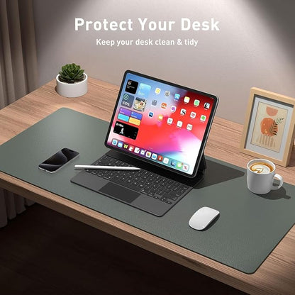 Bloss Leather Desk Mat Jungle Green / 31.5" x 15.7", Desk Matt for Desktop, Waterproof Large Mouse Pad, Non-Slip Computer Mat for Office/Home/Decor