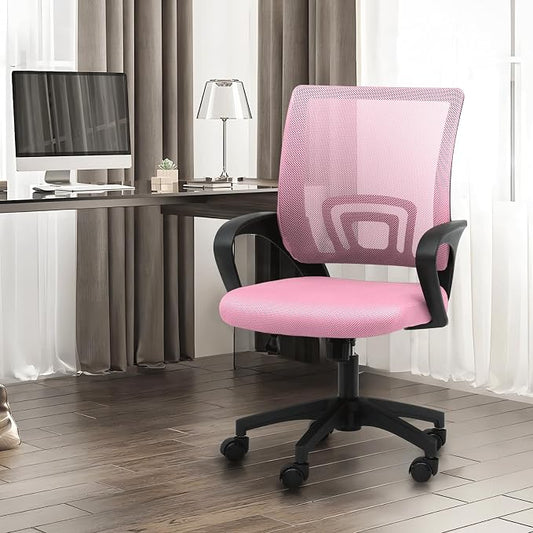 Office Chair Ergonomic - Mesh Desk Chair with Lumbar Support & Wide Seat (300Lbs Capacity) Adjustable Height, Swivel Wheels - for Home Office, Gaming, Bedroom