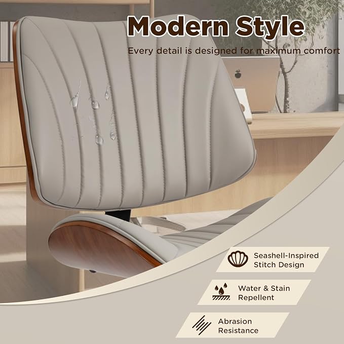 EROMMY Armless Office Desk Chair,Wooden Back Small Office Desk Chair No Arms Adjustable Height Modern Armless Chairs with Swivel Wheels for Small Spaces, Grey