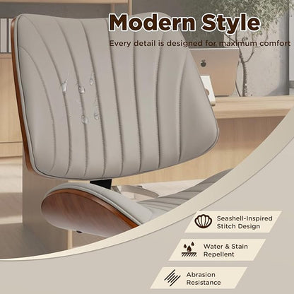 EROMMY Armless Office Desk Chair,Wooden Back Small Office Desk Chair No Arms Adjustable Height Modern Armless Chairs with Swivel Wheels for Small Spaces, Grey