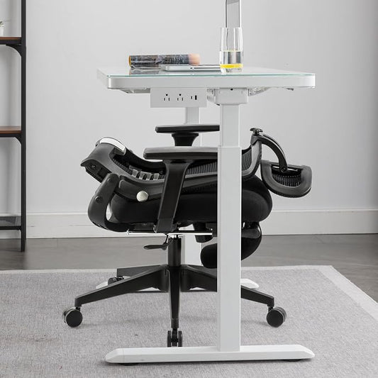 Foldable Office Chair with Foot Rest, Ergonomic Office Chair with Adjustable Lumbar Support, Headrest, Armrest, Home Office Desk Chairs for Space Saving, Work from Home, Black