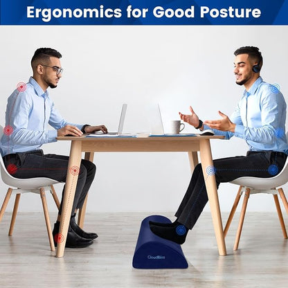 CloudBliss Foot Rest for Under Desk at Work,Office Desk Accessories with Soft Foam and Washable Removable Cover, Foot Stool for Office, Car, Home to Foot Support and Relax Ankles, Blue