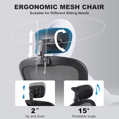 8 Pack Ergonomic Office Chair with 3D Adjustable Headrest, Mesh Home Office Desk Chairs with Lumbar Support & Flip-Up Armrests for Office, Home and Conference Room(8 Pack)