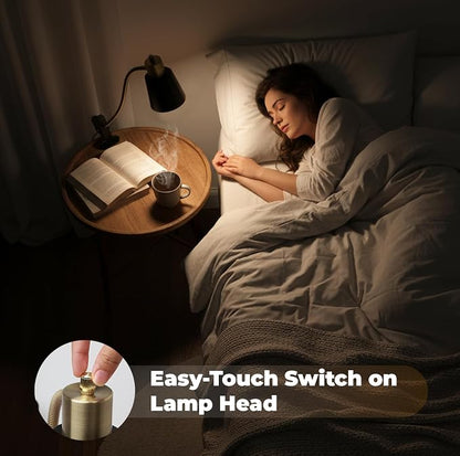 Desk lamp Eye-Caring Table Lamps, 360°Rotation Gooseneck Clip on Lamp Reading Light, Portable Reading Book Light, Clamp Light, Study Desk Lamps for Bedroom and Office Home Lighting (Black and Gold)