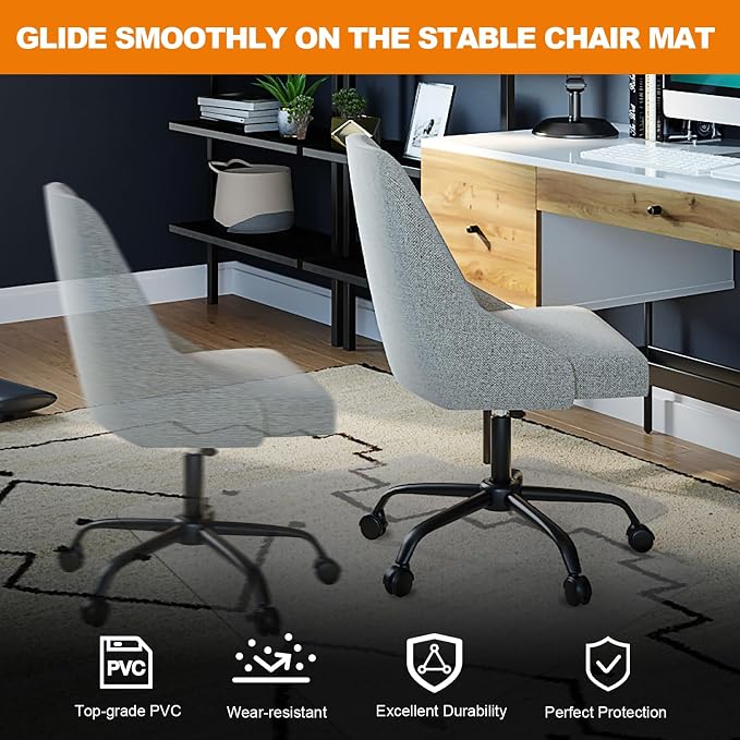 Thickened Chair Mat for Carpet- Low Pile Carpet Protector for Office Computer Desk Chair. Heavy Duty Desk Chair Mat for Carpeted Floors. Clear (with Lip, 47.5"X35.5"X0.15“)