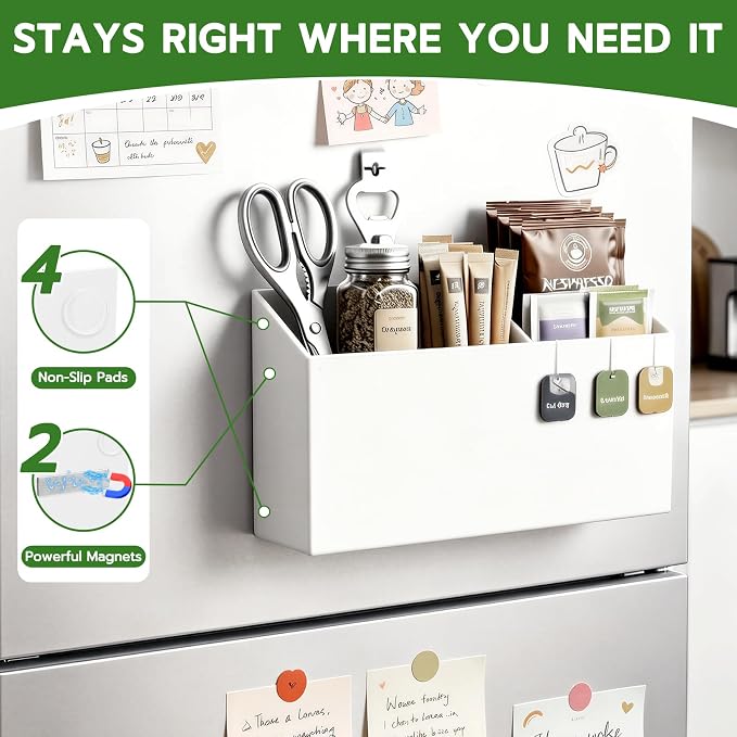 MR.MATE Magnetic Pen Holder,White Magnetic Marker Cup for Fridge Whiteboard | Dry Erase Marker Pencil Holder with Acrylic Cup and Strong Magnet, Non-slip Design For Refrigerator Locker Office & Classroom
