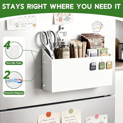 MR.MATE Magnetic Pen Holder,White Magnetic Marker Cup for Fridge Whiteboard | Dry Erase Marker Pencil Holder with Acrylic Cup and Strong Magnet, Non-slip Design For Refrigerator Locker Office & Classroom