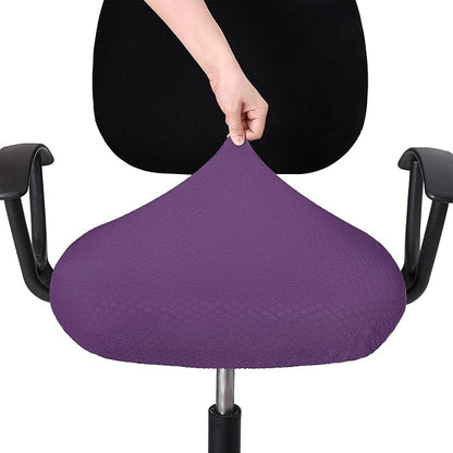 Smiry Stretch Jacquard Office Computer Chair Seat Covers, Removable Washable Anti-dust Desk Chair Seat Cushion Protectors - Purple