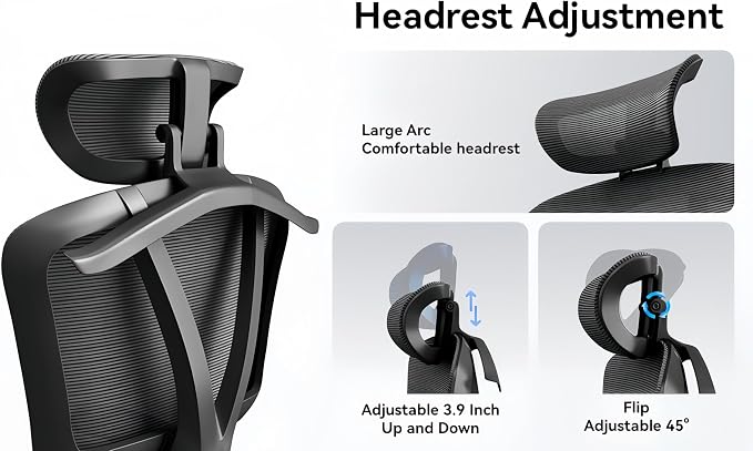 Ergonomic Mesh Office Chair, 400 lb Capacity for Work & Gaming | Mesh back and memory foam seat provide comfort, while adjustable headrest and lumbar support ease strain.