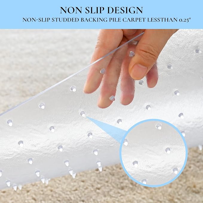 Office Chair Mat, 36" x 48" Transparent Desk Chair Mat for Low Pile Carpeted Floor, Easy Glide Carpet Floor Protector Mat for Home and Office