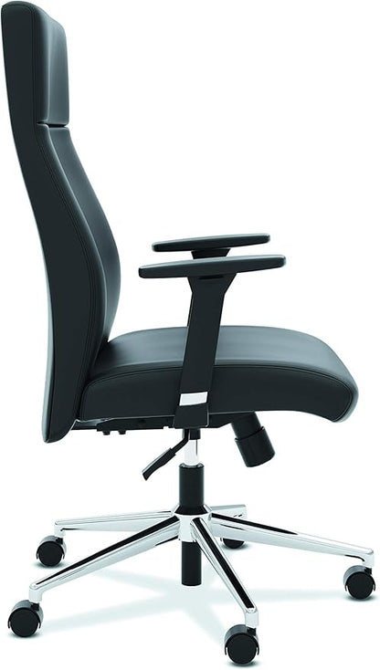 HON basyx Executive Leather Chair - High-Back Office Chair for Computer Desk, Black (HVL108)