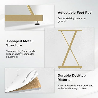 Mr IRONSTONE 63" L Shaped Gaming Desk, Corner Computer Desk, Home Office Writing Desk with Sturdy Monitor Shelf, Spacious L Shaped Desk Workstation, Easy to Assemble, Laminate Marble