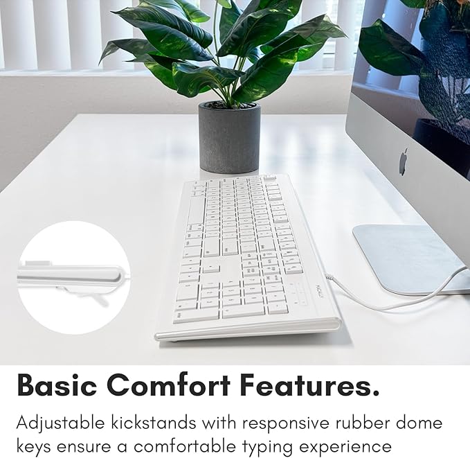 Macally 104 Key USB Wired Keyboard and Mouse Combo with Apple Shortcut Keys for Mac,iMac,MacBook,and Windows PC (MKEYECOMBO),White,(Pack of 10)