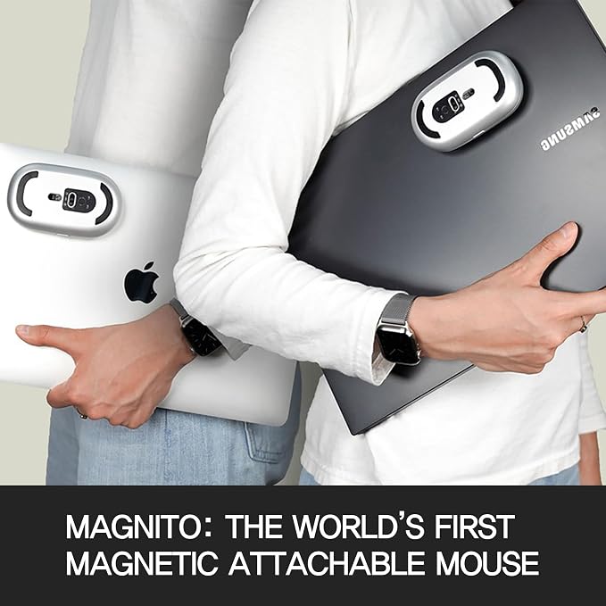 Magnito – Magnetic Wireless Bluetooth Mouse for MacBook, iPad, Laptop, Windows, Chrome OS, Linux – Compact & Portable, Attachable, Silent Clicks – The Best Travel Mouse (Pink)