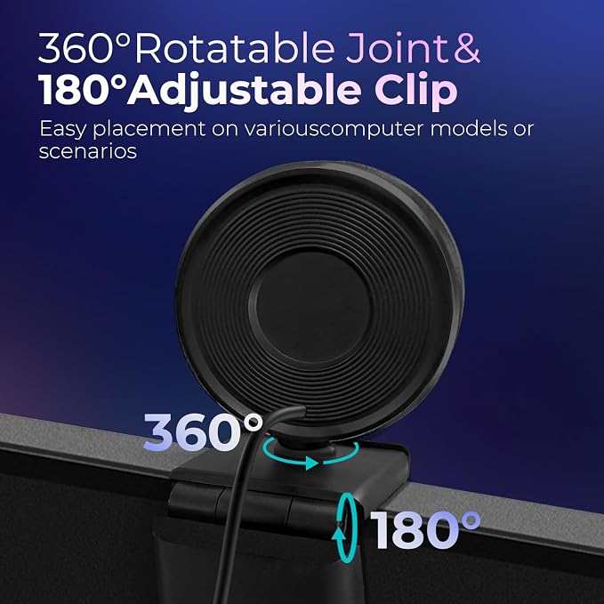 4K Webcam for PC with Microphone & Light & Privacy Cover, Web Camera for Desktop Computer/Laptop/Monitor/Mac, USB Streaming Camera for Zoom/Skype/Teams/Video Calling/Studying and Conference