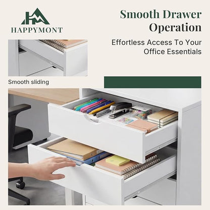 Mobile File Cabinet Under Desk, 7 Drawer Storage Organization with Wheels, Vertical Filing Chest Rolling Wood Small Desk Printer Stand for Home Office, 15.75" D x 18.74" W x 34.25" H