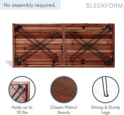 Sleekform Wooden Folding Desk - Small Folding Table Portable with Collapsible Hairpin Legs - Wood Foldable Desks for Small Spaces - Space Saving Portable Computer Desk - Walnut