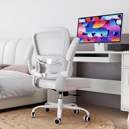 Office Chair - Ergonomic Desk Chair with Adjustable Lumbar Support, Mesh Computer Chair, Executive Chair for Home Office Comfortable Lumbar Support (White White)
